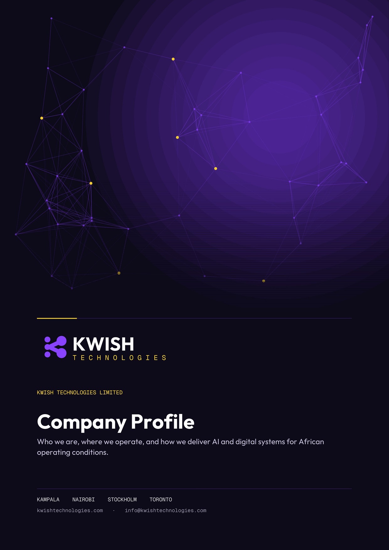 Cover page of Kwish Company Profile